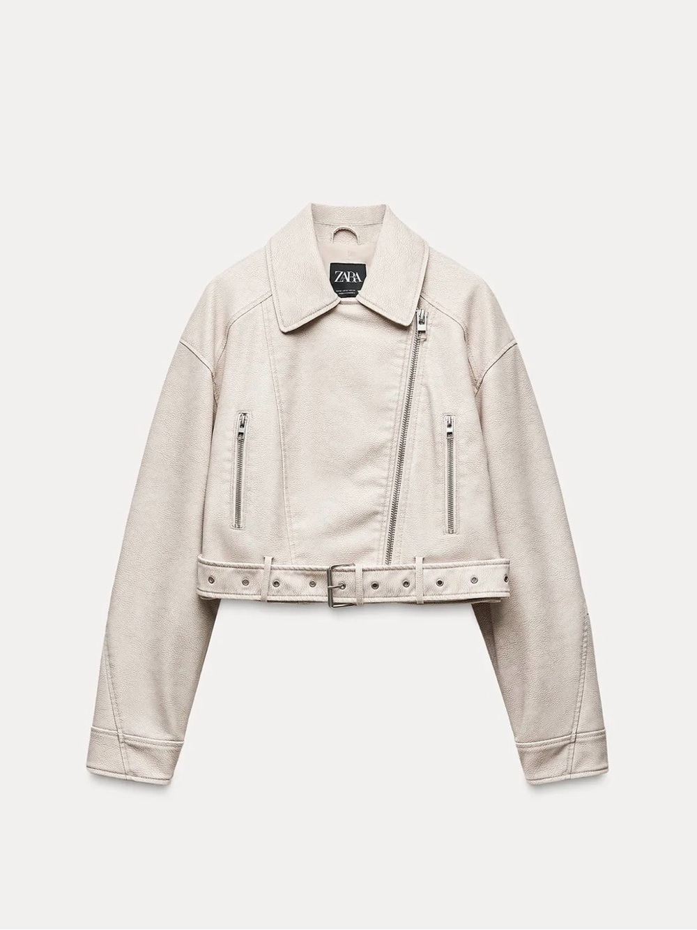 ZARA Cream Faux Leather Cropped Jacket